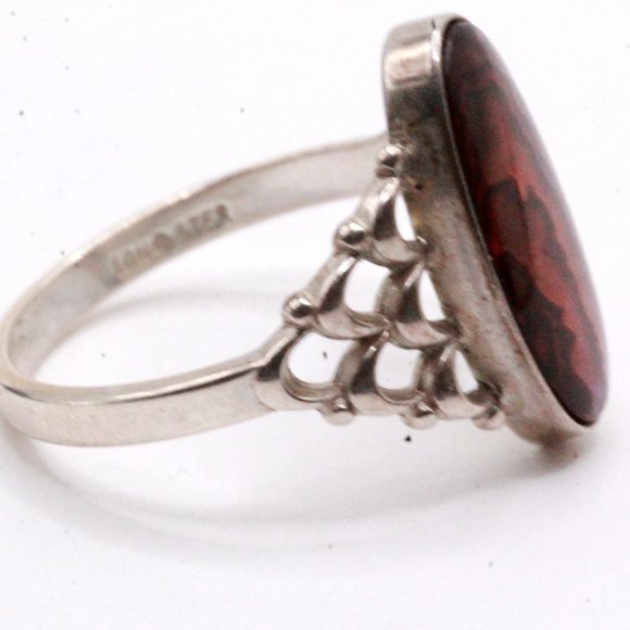 KABANA KBN Sterling Silver Purpleish Abalone Cut Out Oblong Ring - Picture 2 of 5